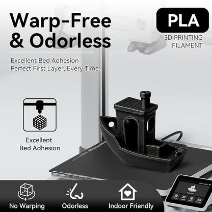 Kingroon PLA 3D Printer Filament, Dimensional Accuracy +/- 0.02 mm, 1 kg Spool(2.2lbs), 1.75 mm?Black