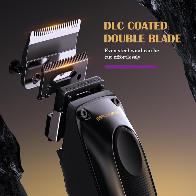 SUPRENT PRO Professional Hair Clippers for Men - High Torque Brushless Motor & Detachable Blade - Cordless Hair Clipper Set for Barbers with Charging Base - Premium Gift Hair Clipper Kit(Black)