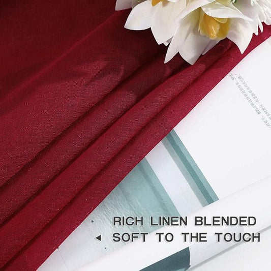 MIULEE 2 Panels Burgundy Red Semi Sheer Window Curtains Elegant Christmas Decor Grommet Top Voile Drapes Window Treatment Linen Textured Panels for Bedroom Living Room (54X84 inch Length)