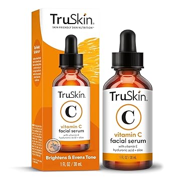 TruSkin Vitamin C Serum For Face  Anti Aging Formula with Vitamin C, Hyaluronic Acid, Vitamin E  Brightening Serum  Improve Appearance of Dark Spots, Tone, Fine Lines  Wrinkles, 1 Fl Oz