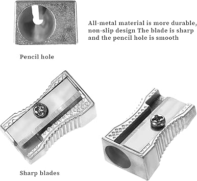 24 Pcs Pencil Sharpener Handheld Metal Mini Pencil Sharpeners Single Hole Rectangular Small Sharpeners Pencil Sharpening Bulk Manual Pencil Sharpener for Graphite Colored Pencils Wood-cased Pencils