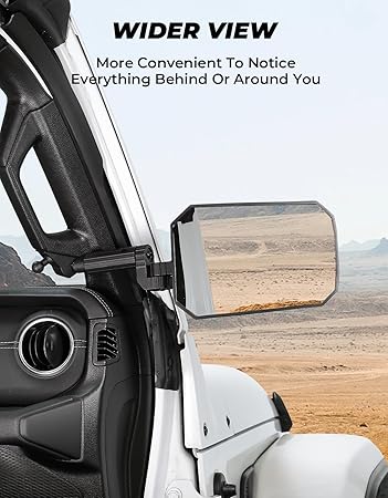 JOYTUTUS Mirrors Doors Off Compatible with Wrangler JLJLU 2018-2023  Gladiator JT, JL Side Mirrors with Ball Adapter, Wider View No Vibrate  Wobble (NOT FIT 2024 Wrangler), Patented