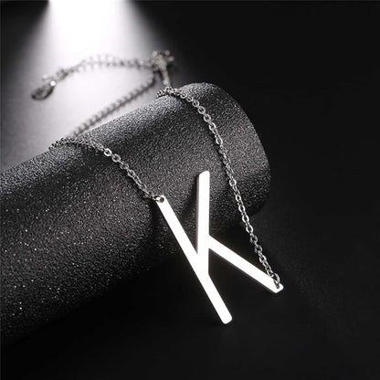 U7 Alphabet Initial Jewelry Women Girls Necklace with Letter A to Z Stainless Steel / 18K Gold Plated CZ Crystal or Statement Sideways Initials Choker Pendant Necklace, Gift Box Packed