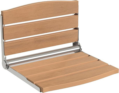 DWVO Folding Shower Seat Wall Mounted, Fold Down Shower Bench, Home Care Folding Shower Chair for Seniors,Disables,Pregnants Teak