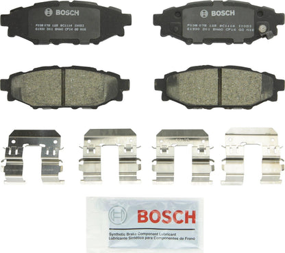 BOSCH BC1114 QuietCast Premium Ceramic Disc Brake Pad Set - Compatible with Select Subaru BRZ, Crosstrek, XV Crosstrek, Forester, Impreza, Legacy, Outback, WRX; REAR (Missing one backing plate)