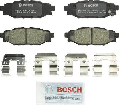 BOSCH BC1114 QuietCast Premium Ceramic Disc Brake Pad Set - Compatible with Select Subaru BRZ, Crosstrek, XV Crosstrek, Forester, Impreza, Legacy, Outback, WRX; REAR (Missing one backing plate)