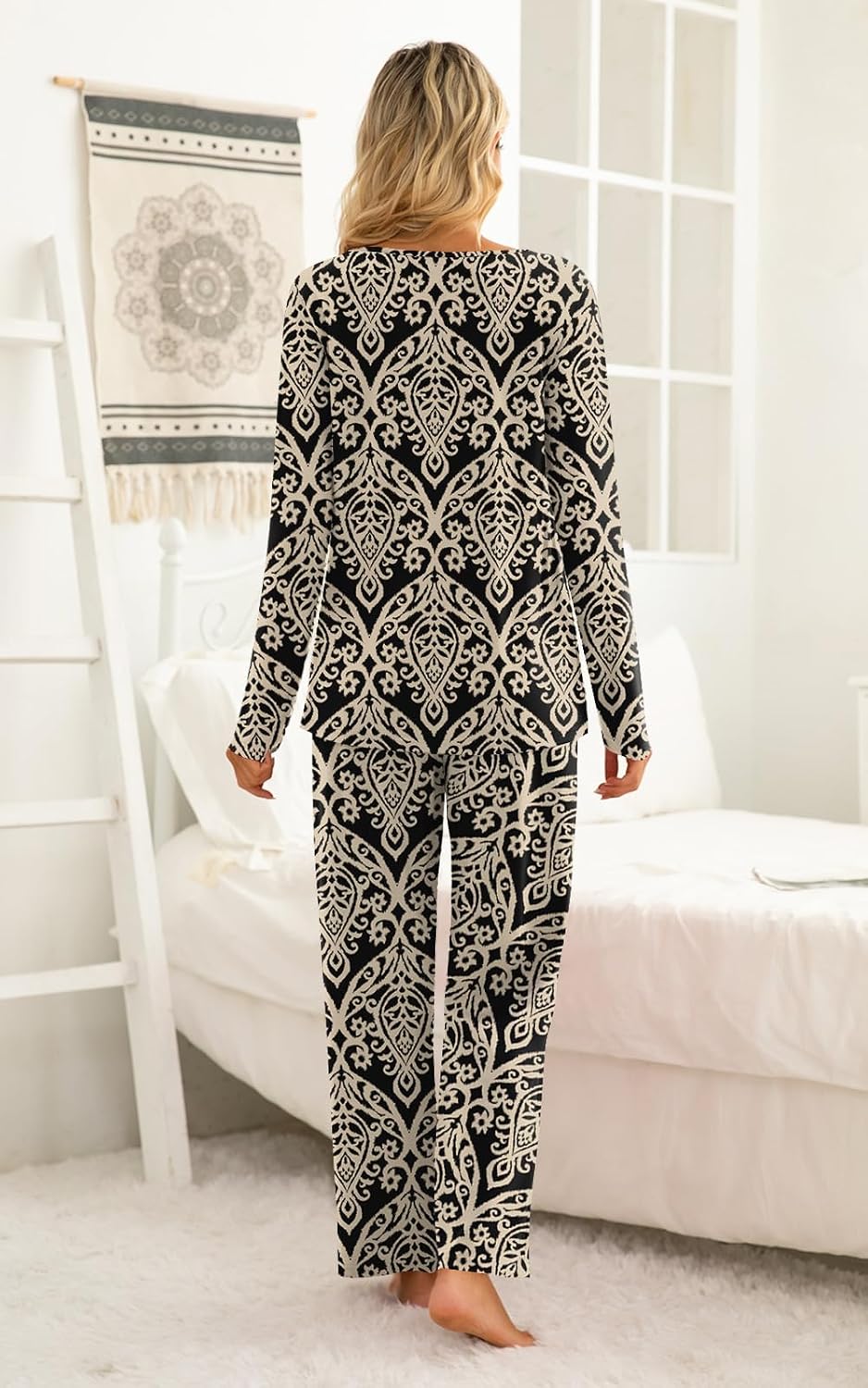 XL, TAOHUADAO Womens Pajamas Set Plus Size Long Sleeve Tops and Pants Pjs Set Ladies Fall Winter 2 Piece Loungewear with Pockets .