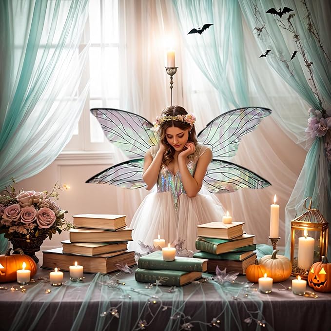jarbins Large Fairy Wings for Girls Fairy Wings Dress Up Cosplay Wing Party Props Black Wings for Wedding Masquerade Accessory Festive Party Props