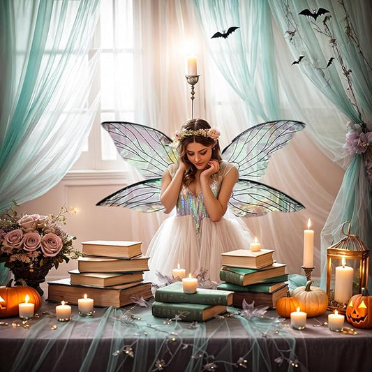 jarbins Large Fairy Wings for Girls Fairy Wings Dress Up Cosplay Wing Party Props Black Wings for Wedding Masquerade Accessory Festive Party Props