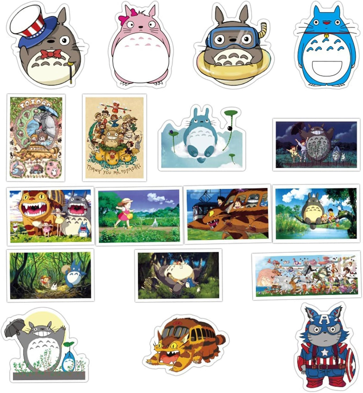 50Pcs Cartoon Totoro Themes Waterproof Stickers Vinyl Graffiti Patches for Water Bottle Cup Laptop Bike Skateboard Luggage Box