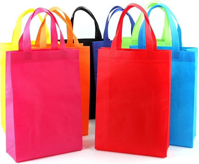 Tosnail 32 Pack Reusable Gift Bags, Fabric Tote Party Bags Treat Bag - Assorted 8 Colord