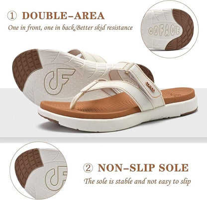 These COFACE flip flops feature memory foam cushioning, orthopedic arch support, and a lightweight design for all-day comfort.