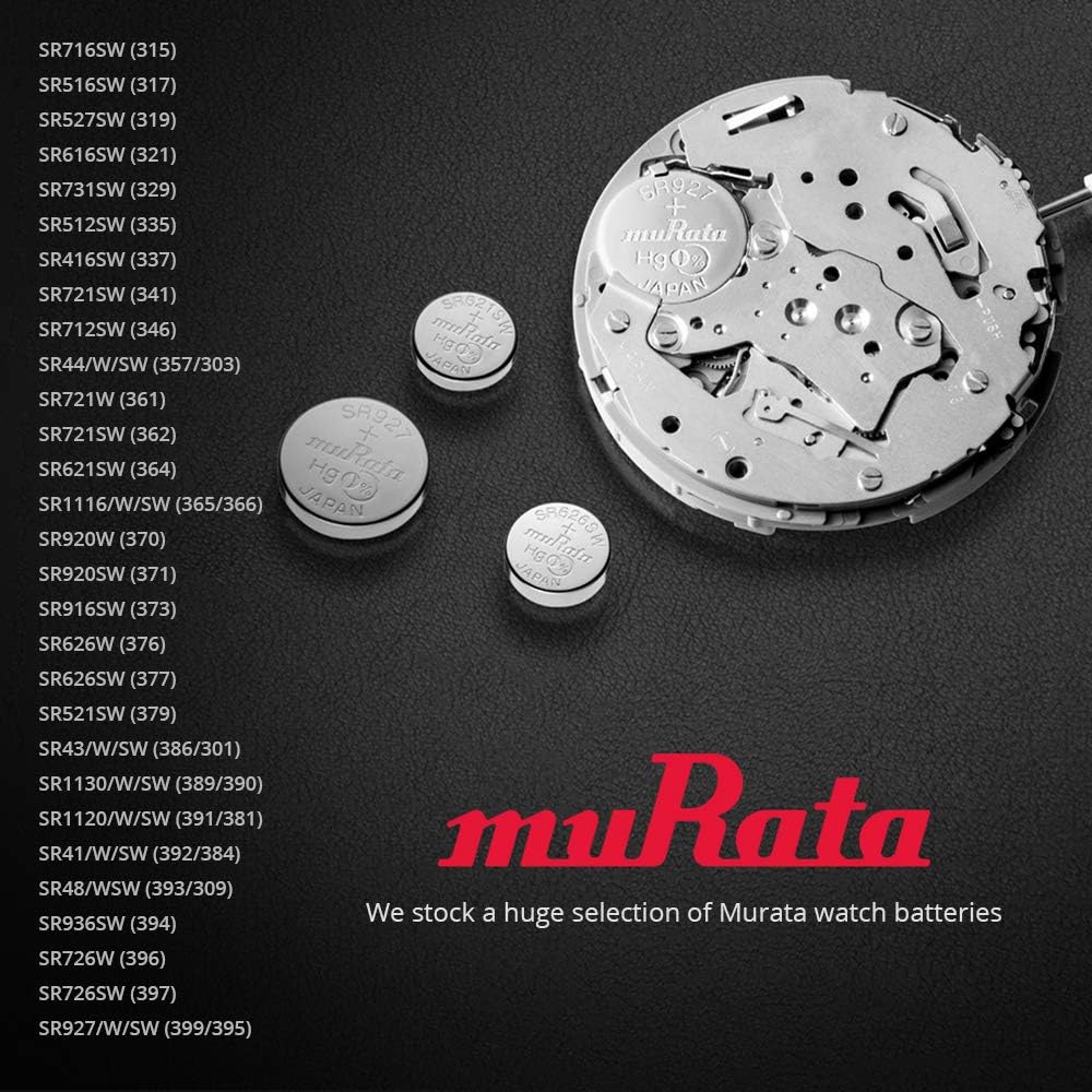Murata 392/384 Battery SR41/W/SW 1.55V Silver Oxide Watch Button Cell (5 Batteries)