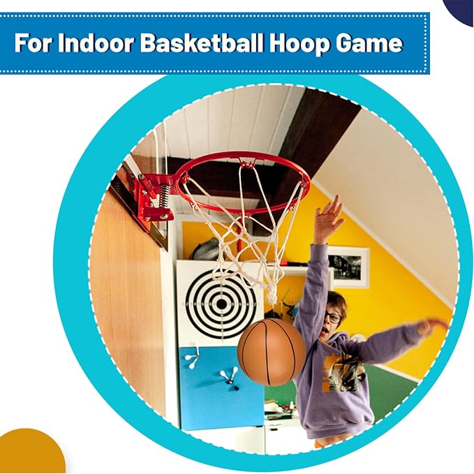 6" Mini Basketball for Kids & Adults, Indoor Basketball for Over-Door Hoop, Toddler Balls Arcade Game 4 Pack (pump not included. Shade of orange is brighter than the picture)