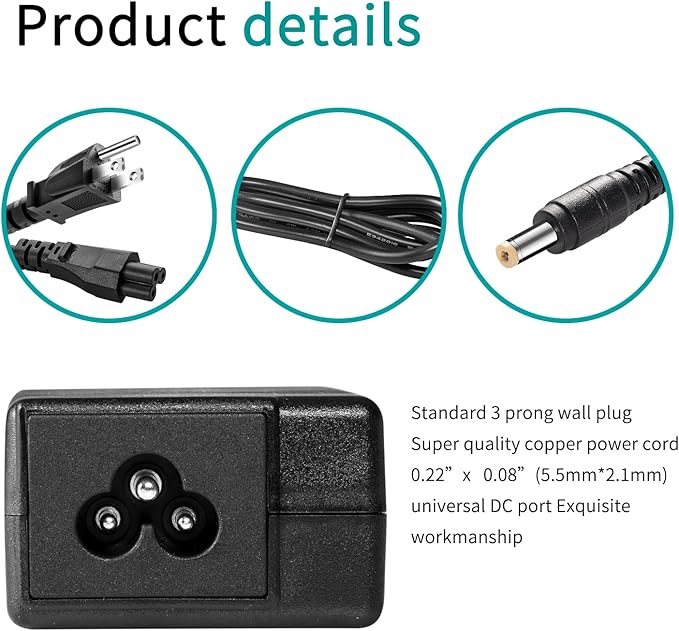 DC 24V 2A Label Printer Adapter - AC Power Supply Adapter 100V240V AC to DC Converter for Rollo, JIOSE J500, MUNBYN P129, BEEPRT, JADENS Printers