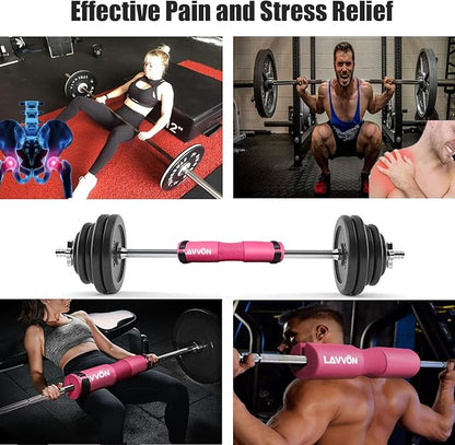 Squat Pad Set - Foam Barbell Pad for Squats Cushion, Lunges  Bar Padding for Hip Thrusts - Standard Weight Bar Pad - With Ankle Straps, Wrist Straps for Weightlifting