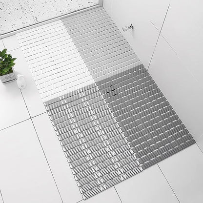 Non Slip Bathtub Mat,Soft Rubber Non Slip Shower Mats,Comfortable for Feet,Simple Design,Easy Clean,Quick Drying,with Sturdy Suction Cup,for Slippery Surfaces (Grey-White,68  40cm26.77  15.75in)