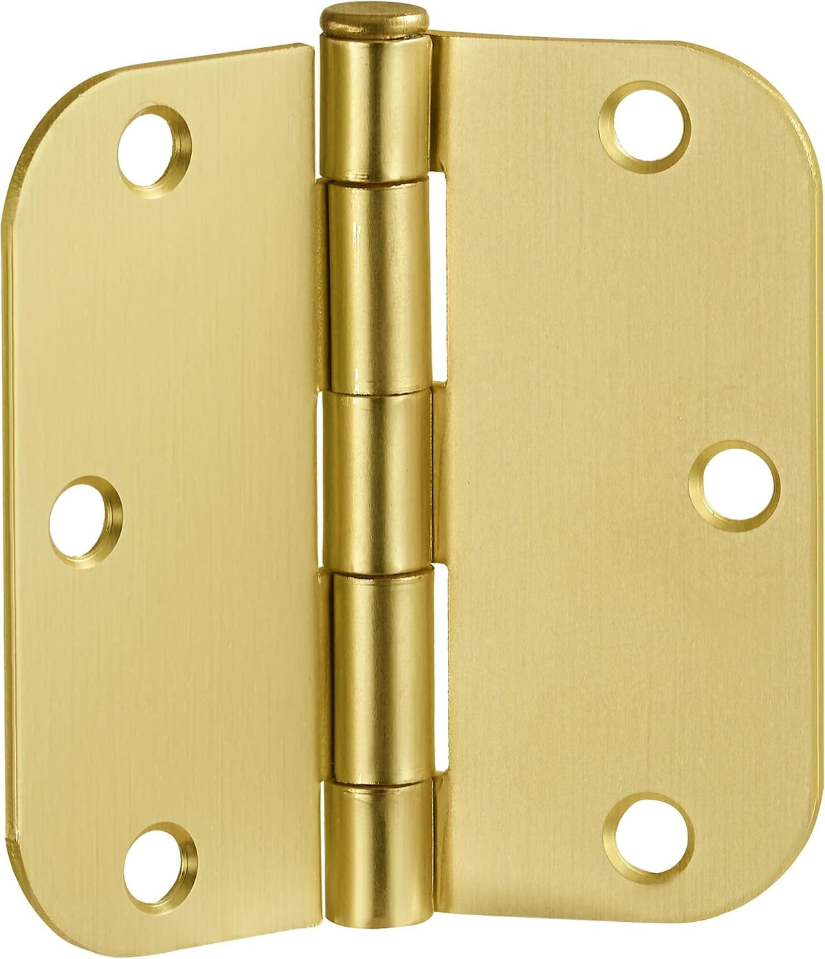 Design House 6-Pack 3.5-Inch x 3.5-Inch Interior Door Hinges with 5/8-Inch Radius, Satin Brass, Heavy Duty Steel Construction, Left- or Right-Handed – (No Screws Included)