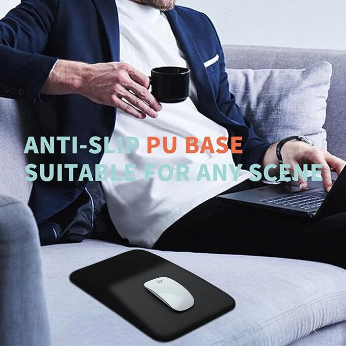 Large Ergonomic Mouse Pad Wrist Support, Carpal Tunnel Pain Relief Mousepad Wrist Rest, Wrist Pad for Mouse with Gel Memory Foam for Computer  Wireless Mouse(Black, 13x8 inch)