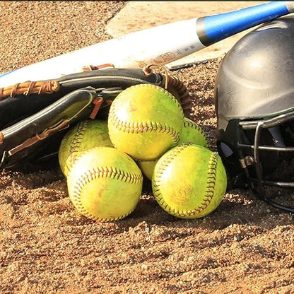 Official Size Softballs 12" Softballs Fastpitch Practice Softballs, Unmarked & Leather Covered Training Ball for Games, Practice and Training