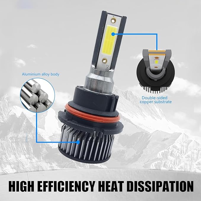 2 PCS 9007 Car LED Fog Light, 35mm x 84mm x 25mm 38W 6000K 6000LM IP68 Waterproof High-brightness COB Wafer Bulb, Auto Auxiliary Lighting Accessories, Compatible with Most Car Models (White)