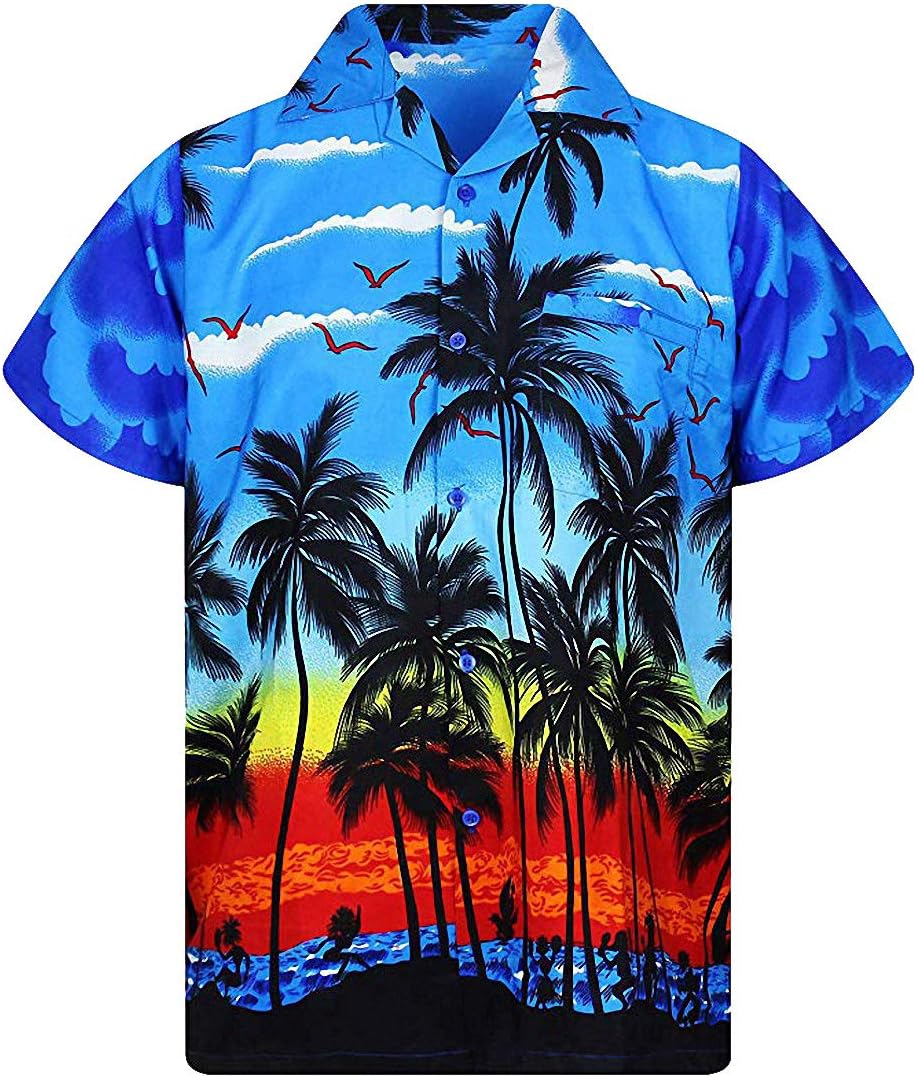 Size Small Emlyn Adrian Men Hawaii Print Beach Short Sleeve Hawaiian Shirt Streetwear Shirt
