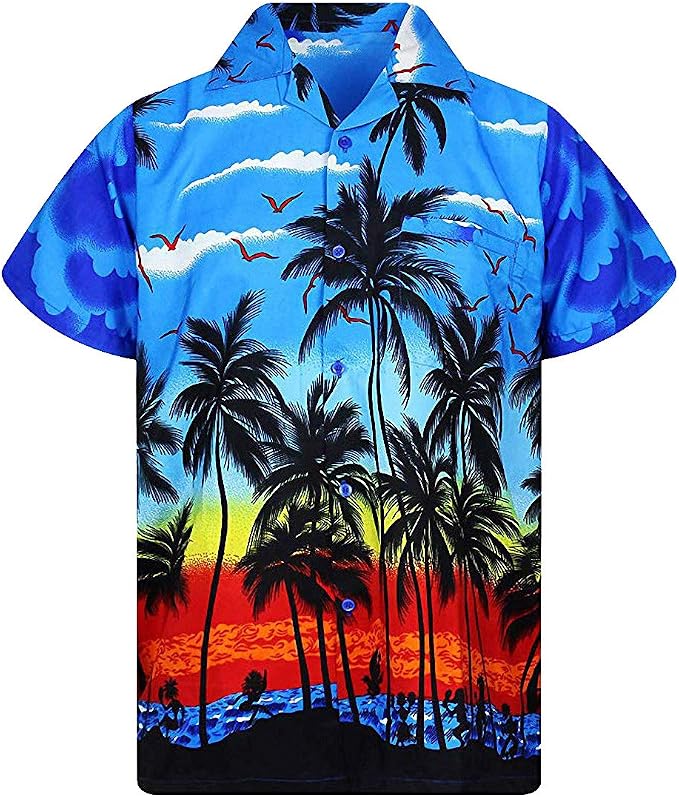 Size Small Emlyn Adrian Men Hawaii Print Beach Short Sleeve Hawaiian Shirt Streetwear Shirt