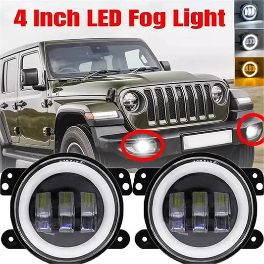Front Bumper Fog Lamp for Dodge for Journey for Charger 20092013 4 Inch Car LED Headlight 30W Fog Light with White Halo Ring DRL Angel Eyes Light Front (1 Pcs)