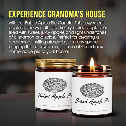Fall Candle | 100% Natural Coconut Soy Wax | 9oz | Baked Apple Pie