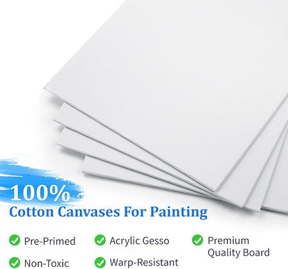 4 Pack 8x10 Inch Canvas Boards for Painting, Blank Canvases for Painting,Triple Primed for Oil  Acrylic Paints, 100 Cotton Canvas Panels, 3mm Thickness