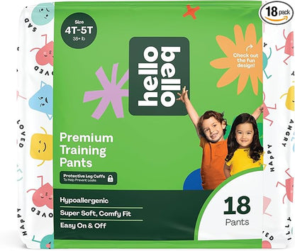Hello Bello Premium Training Pants 4T-5T, All About Feelings Design, 18ct Jumbo Pack
