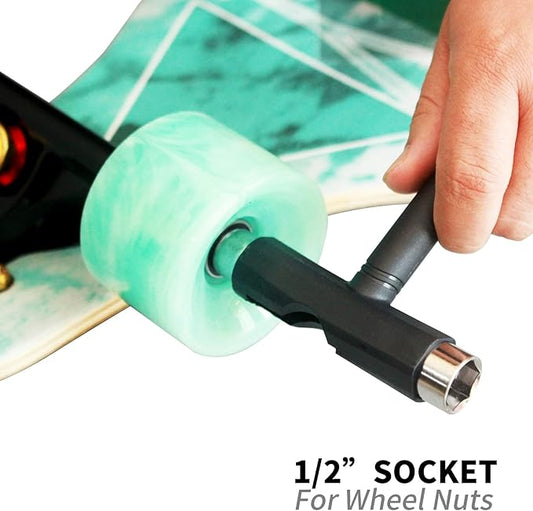 Skate Tool All-in-One, Skateboard Tool Roller Skate Tool T Tool for Skateboard, Muti-Function Portable Skateboard Longboard Accessory with T-Type Allen Key and L-Type Phillips Head Wrench Screwdriver