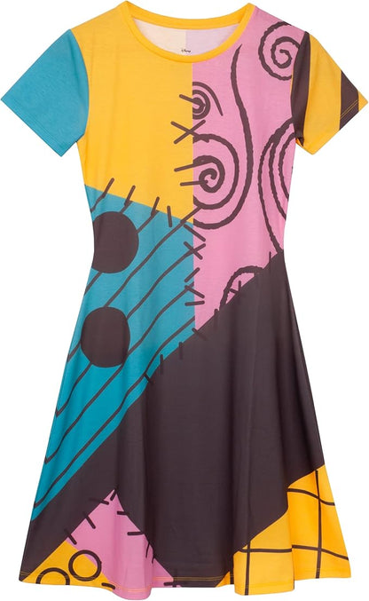 Disney Nightmare Before Christmas Sally Women's Short Sleeve Costume Dress