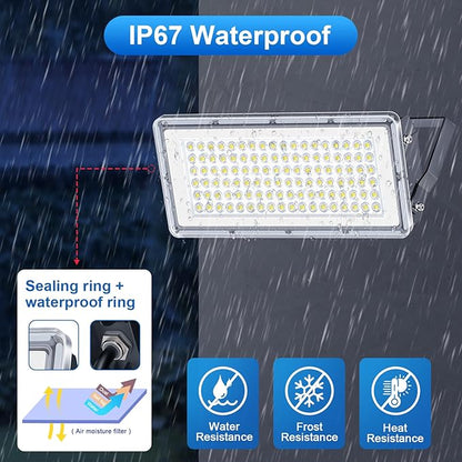 LED Flood Light Outdoor 100W - 10000LM LED Stadium Lights Outdoor with Temperature Drive and IP67 Waterproof, 7000K Commercial Security Floodlight for Street, Yard, Garage, Parking