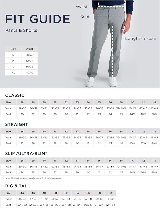 Haggar Men's Cool 18 Classic Fit Flat Front Hidden Expandable Waistband Casual Pant
