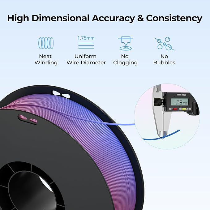 Creality Black PLA+ Filament 1.75mm, 3D Printer Filament Strong Toughness No-Tangling Vacuum Packaging 3D Printing Filament Fit Most 3D Printers, 1kg Spool, Accuracy +/- 0.02mm, Black