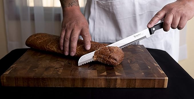 10 inch Bread Knife Serrated Knife Wave Edge Black