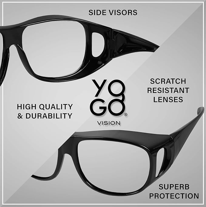 Yogo Vision Fitover Blue Light Blocking Glasses Computer Fit over Eyewear Wear Over Eyeglasses and Readers For Men Women