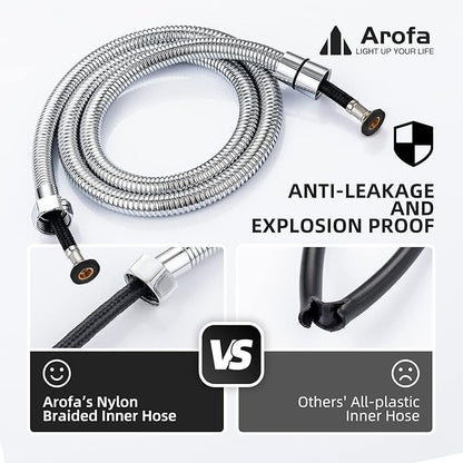 Bidet Hose Replacement, 47 Inch Bidet Hose for Toilet Handheld Bidet Sprayer, Arofa Stainless Steel Shower Hose with Nylon Braided PVC Inner Hose for G 1/2 Connector, Chrome