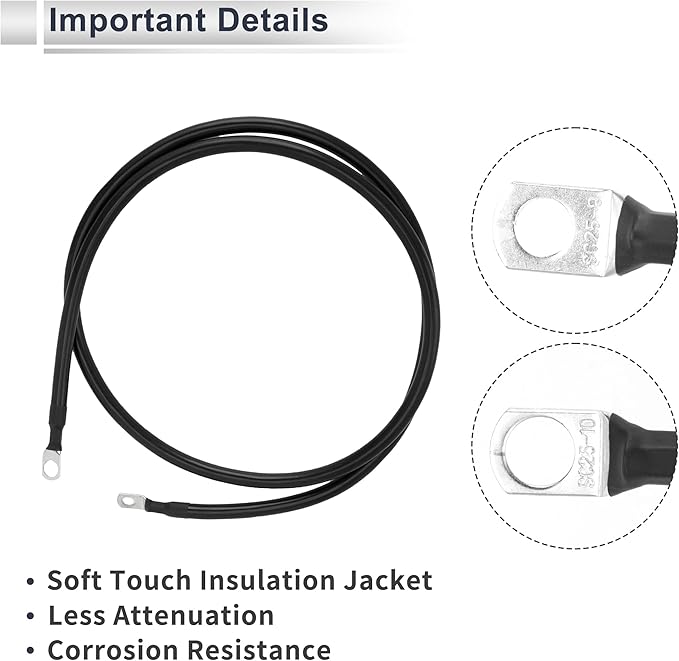 1 Pc Universal Battery Inverter Cable 38" Lug 516" Lug 4.5FT Battery Cable 4 AWG Gauge Black Tinned Copper