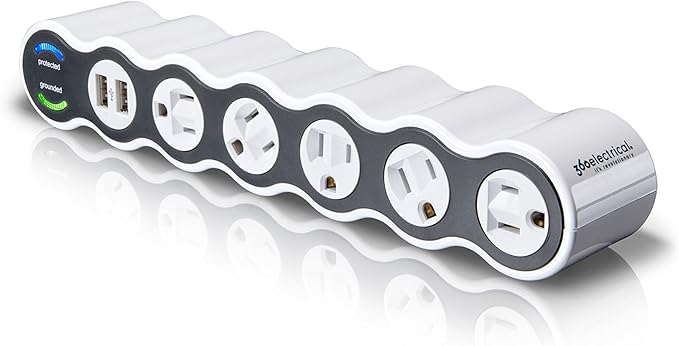 360 Electrical 36052 White Surge Protector, 5-Outlet  2 USB  4 ft. Cord
