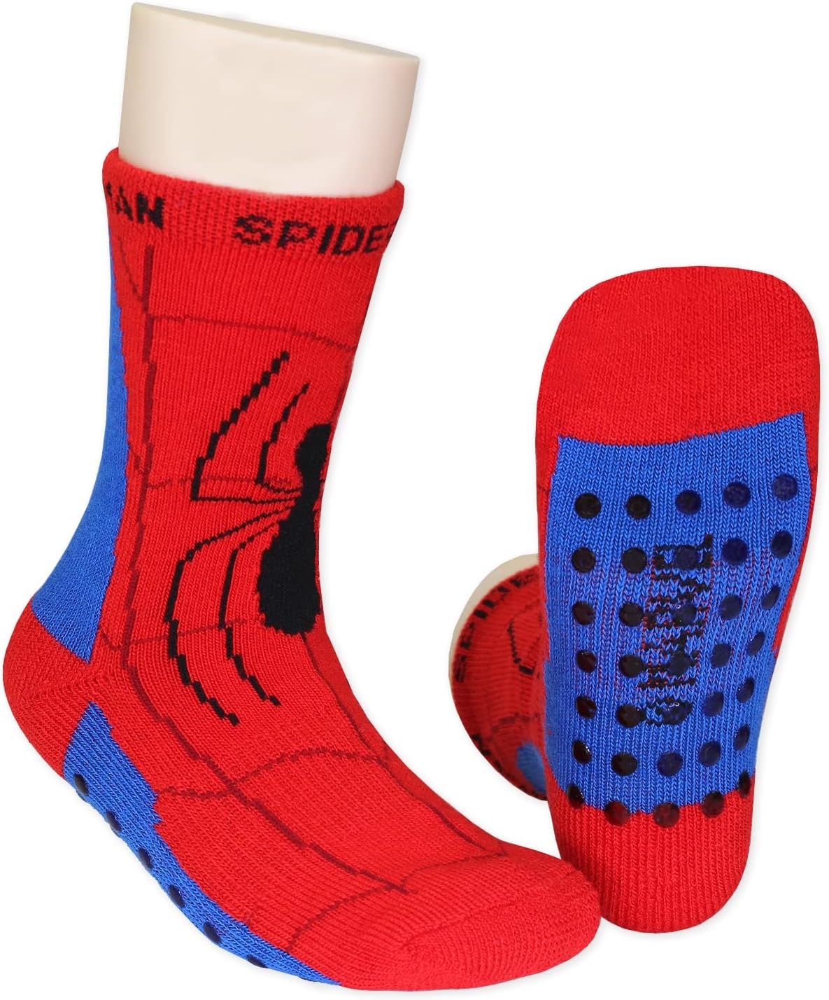 Marvel Super Hero Adventures Spider-Man Baby-Boys, Boys Socks with Grippers, 6 pack, Red/Blue, 4-5T