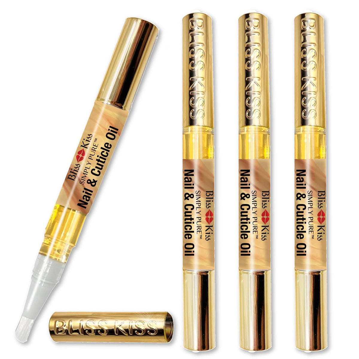 Bliss Kiss | 3 Vanilla Fragrance Nail Oil Cuticle Pens w/Vitamin E & Jojoba?Nail Strengthener Nail Growth Serum for Brittle Peeling Breaking Thin