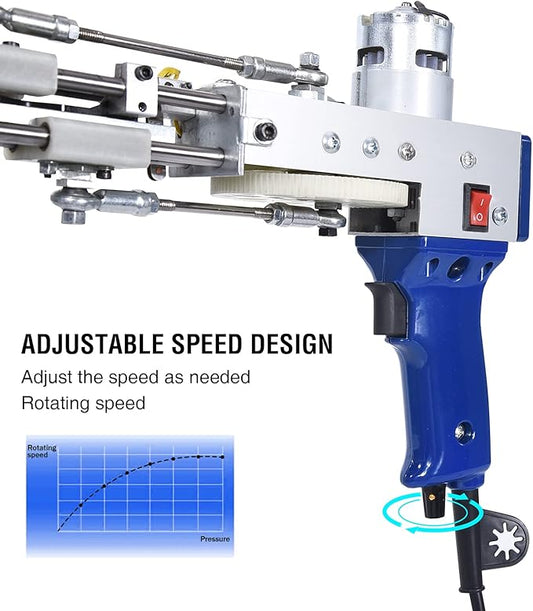 Vehipa Tufting Gun Cut Pile and Loop Pile 2 in 1 Electric Rug Gun Machine Starter Kit for Tufting Lover