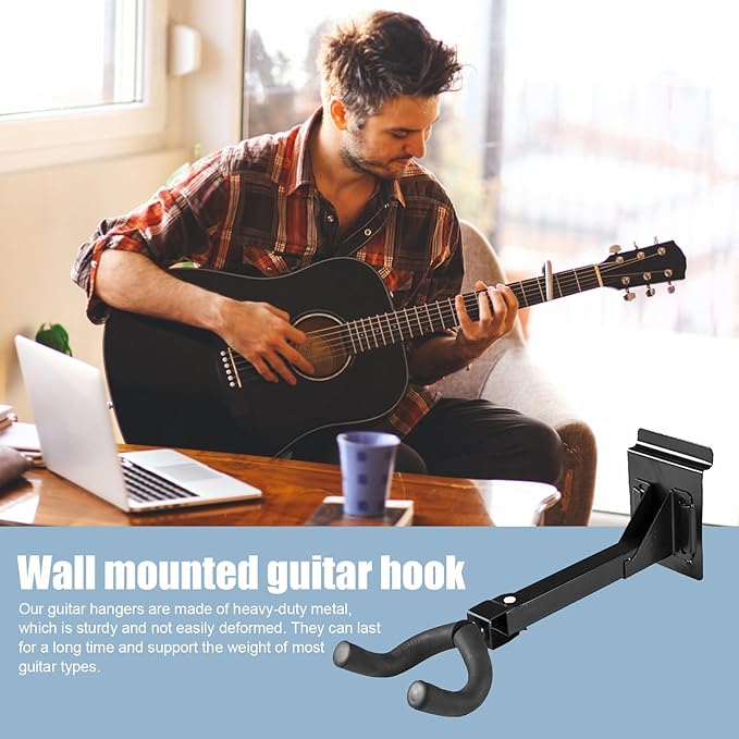 Adjustable Guitar Stand Guitar Hook 2pcs Guitar Hangers Wall Mount Strong Load-Bearing Easy to Install Long