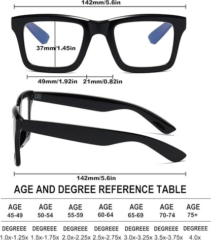 4 Pack Oprah Style Reading Glasses for Women Men Blue Light Blocking Computer Square Metal Spring Readers