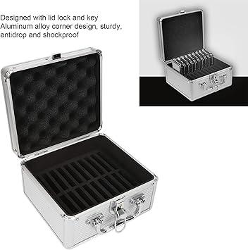 GOWENIC 20 Bays 2.5in Hard Drive Storage Box with Safety Lock 2 Keys ABS Handle Shockproof Hard Drive Case with Cushioning Pad and Handle, Suitable for 2.5in Hard Drives