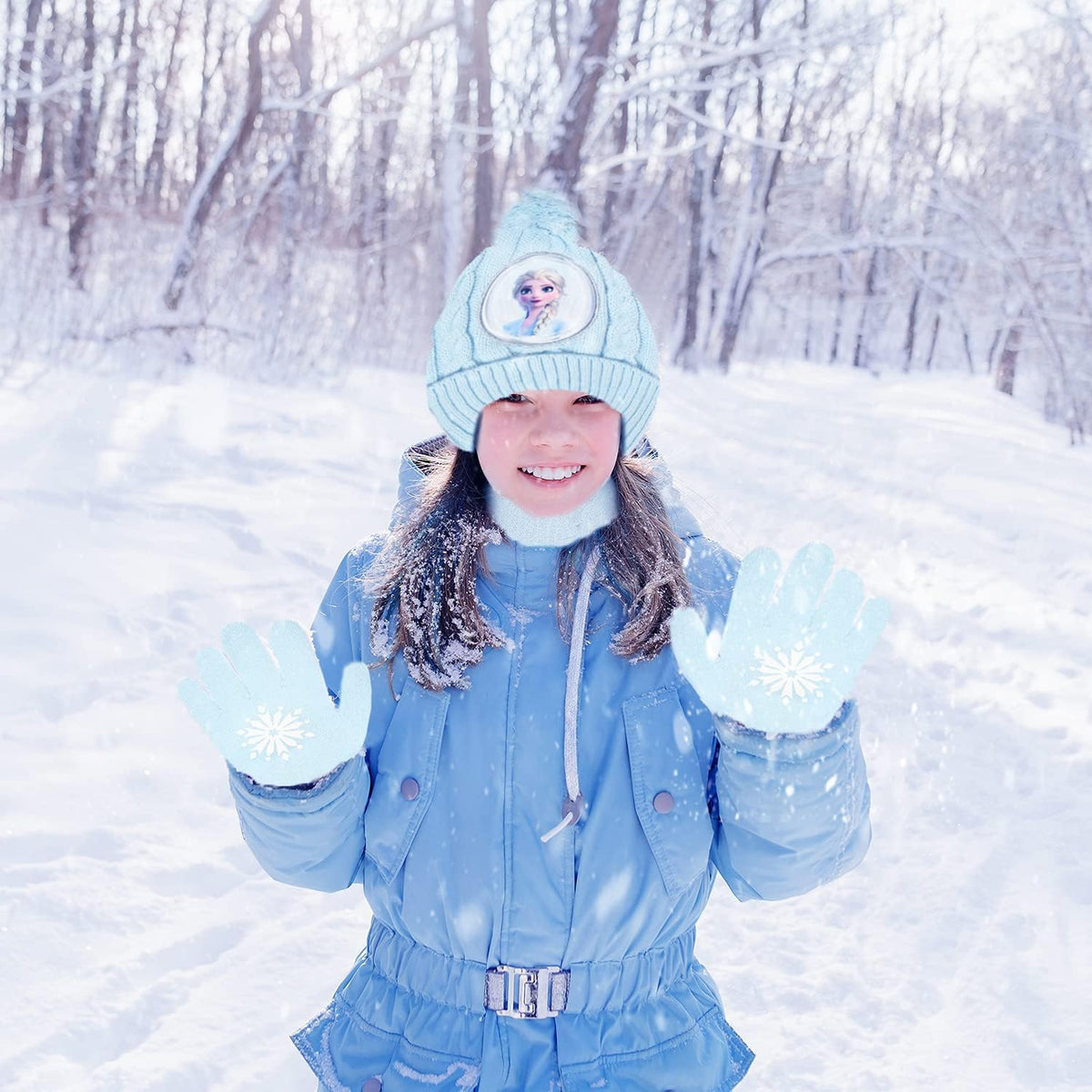 Disney Frozen Kid’s Winter Hat, Snow Gloves, and Scarf for Girls, 3 Pc. Set, Plush Warm Outdoor Comfort