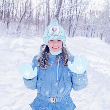 Disney Frozen Kid’s Winter Hat, Snow Gloves, and Scarf for Girls, 3 Pc. Set, Plush Warm Outdoor Comfort