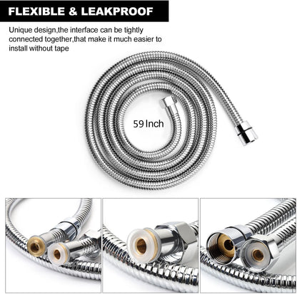 Blissland Shower Hose, 59 Inches Long Stainless Steel Handheld Shower Head Hose with Brass Insert and Nut - Durable and Flexible
